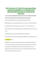 NSG 436 Exam 2 V3 &vert; NSG 436 Leadership&comma; Ethics&comma; &NewLine;and Policy in Health Care &vert; Actual Q&A with &NewLine;Rationale &lpar;NSG436 Exam 2&rpar; &vert; Grand Canyon &NewLine;University 