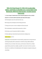 NSG 436 Final Exam V3 &vert; NSG 436 Leadership&comma; &NewLine;Ethics&comma; and Policy in Health Care &vert; Actual Q&A with &NewLine;Rationale &lpar;NSG436 Final Exam&rpar; &vert; Grand Canyon &NewLine;University 