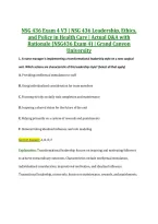 NSG 436 Exam 4 V3 &vert; NSG 436 Leadership&comma; Ethics&comma; &NewLine;and Policy in Health Care &vert; Actual Q&A with &NewLine;Rationale &lpar;NSG436 Exam 4&rpar; &vert; Grand Canyon &NewLine;University