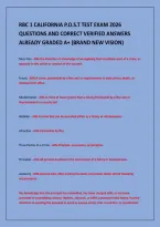 RBC 1 CALIFORNIA P&period;O&period;S&period;T TEST EXAM 2026&NewLine;QUESTIONS AND CORRECT VERIFIED ANSWERS&NewLine;ALREADY GRADED A&plus; &lpar;BRAND NEW VISION&rpar;
