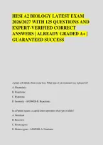 HESI A2 BIOLOGY LATEST EXAM &NewLine;2026&sol;2027 WITH 125 QUESTIONS AND &NewLine;EXPERT-VERIFIED CORRECT &NewLine;ANSWERS &vert; ALREADY GRADED A&plus; &vert; &NewLine;GUARANTEED SUCCESS 