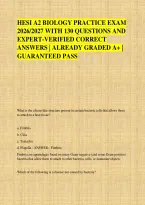 HESI A2 BIOLOGY LATEST EXAM &NewLine;2026&sol;2027 WITH 170 QUESTIONS AND &NewLine;EXPERT-VERIFIED CORRECT &NewLine;ANSWERS &vert; ALREADY GRADED A&plus; &vert; &NewLine;GUARANTEED SUCCESS