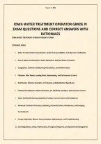 IOWA WATER TREATMENT OPERATOR GRADE IV EXAM QUESTIONS AND CORRECT ANSWERS WITH RATIONALES&period;pdf&NewLine;&NewLine;