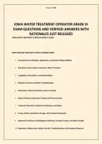 IOWA WATER TREATMENT OPERATOR GRADE III EXAM QUESTIONS AND VERIFIED ANSWERS WITH RATIONALES JUST RELEASED&period;pdf&NewLine;&NewLine;