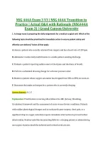 NSG 444A Exam 3 V3 &vert; NSG 444A Transition to &NewLine;Practice &vert; Actual Q&A with Rationale &lpar;NSG444A &NewLine;Exam 3&rpar; &vert; Grand Canyon University 