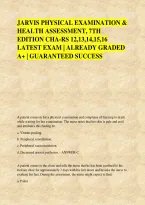 JARVIS PHYSICAL EXAMINATION & &NewLine;HEALTH ASSESSMENT&comma; 7TH &NewLine;EDITION CHA-RS 12&comma;13&comma;14&comma;15&comma;16 &NewLine;LATEST EXAM &vert; ALREADY GRADED &NewLine;A&plus; &vert; GUARANTEED SUCCESS