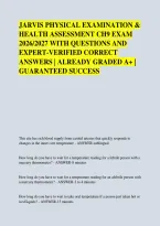 JARVIS PHYSICAL EXAMINATION & &NewLine;HEALTH ASSESSMENT CH9 EXAM &NewLine;2026&sol;2027 WITH QUESTIONS AND &NewLine;EXPERT-VERIFIED CORRECT &NewLine;ANSWERS &vert; ALREADY GRADED A&plus; &vert; &NewLine;GUARANTEED SUCCESS