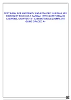TEST BANK FOR MATERNITY AND PEDIATRIC NURSING 3RD&NewLine;EDITION BY RICCI KYLE CARMAN  WITH QUESTION AND&NewLine;ANSWERS&comma; CHAPTER 1-51 AND RATIONALE&period;&vert;COMPLETE GUIDE GRADED A&plus;&NewLine;