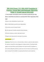 NSG 444A Exam 1 V3 &vert; NSG 444A Transition to &NewLine;Practice &vert; Actual Q&A with Rationale &lpar;NSG444A &NewLine;Exam 1&rpar; &vert; Grand Canyon University