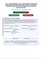 TDLR - ENVIRONMENTAL AIR CONDITIONING TECHNICIAN&NewLine;EXAM PRACTICE QUESTIONS AND CORRECT ANSWERS&NewLine;&lpar;VERIFIED ANSWERS&rpar; PLUS RATIONALE Q&A INSTANT&NewLine;DOWNLOAD PDF