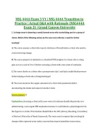 NSG 444A Exam 3 V1 &vert; NSG 444A Transition to &NewLine;Practice &vert; Actual Q&A with Rationale &lpar;NSG444A &NewLine;Exam 3&rpar; &vert; Grand Canyon University 