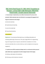 NSG 444A Final Exam V3 &vert; NSG 444A Transition to &NewLine;Practice &vert; Actual Q&A with Rationale &lpar;NSG444A &NewLine;Final Exam&rpar; &vert; Grand Canyon University