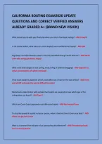 CALIFORNIA BOATING EXAM2026 UPDATE&NewLine;QUESTIONS AND CORRECT VERIFIED ANSWERS&NewLine;ALREADY GRADED A&plus; &lpar;BRAND NEW VISION&rpar;