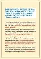 SVMO EXAM WITH CORRECT ACTUAL &NewLine;QUESTIONS MERGED WITH CORRECT &NewLine;COMPLETE CORRECT SOLUTIONS &vert;&vert; &NewLine;ALREADY GRADED A&plus; &vert;&vert; 2026-2027 &NewLine;LATEST UPDATE&excl;&excl;&excl;
