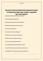 NEVADA WATER DISTRIBUTION OPERATOR GRADE IV EXAM QUESTIONS AND CORRECT ANSWERS WITH RATIONALES&period;pdf&NewLine;&NewLine;