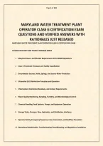 MARYLAND WATER TREATMENT PLANT OPERATOR CLASS G CERTIFICATION EXAM QUESTIONS AND VERIFIED ANSWERS &period;pdf&NewLine;&NewLine;