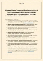 Maryland Water Treatment Plant Operator Class 5 Certification Exam QUESTIONS AND VERIFIED ANSWERS WITH RATIONALES JUST RELEASED&period;pdf&NewLine;&NewLine;