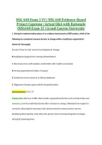NSG 448 Exam 3 V3 &vert; NSG 448 Evidence-Based &NewLine;Project Capstone &vert; Actual Q&A with Rationale &NewLine;&lpar;NSG448 Exam 3&rpar; &vert; Grand Canyon University 