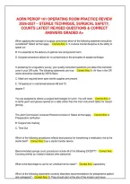 AORN PERIOP 101 OPERATING ROOM PRACTICE REVIEW 2026-2027 &ndash; STERILE TECHNIQUE&comma; SURGICAL SAFETY&comma; COUNTS LATEST REVISED QUESTIONS & CORRECT ANSWERS GRADED A&plus;