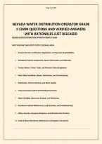 NEVADA WATER DISTRIBUTION OPERATOR GRADE II EXAM QUESTIONS AND VERIFIED ANSWERS WITH RATIONALES JUST RELEASED&period;pdf&NewLine;&NewLine;