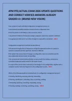 APM PFQ ACTUAL EXAM 2026 UPDATE QUESTIONS&NewLine;AND CORRECT VERIFIED ANSWERS ALREADY&NewLine;GRADED A&plus; &lpar;BRAND NEW VISION&rpar;