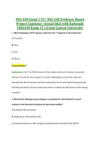 NSG 448 Exam 2 V3 &vert; NSG 448 Evidence-Based &NewLine;Project Capstone &vert; Actual Q&A with Rationale &NewLine;&lpar;NSG448 Exam 2&rpar; &vert; Grand Canyon University 