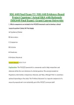 NSG 448 Final Exam V3 &vert; NSG 448 Evidence-Based &NewLine;Project Capstone &vert; Actual Q&A with Rationale &NewLine;&lpar;NSG448 Final Exam&rpar; &vert; Grand Canyon University 