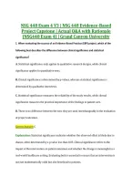 NSG 448 Exam 4 V3 &vert; NSG 448 Evidence-Based &NewLine;Project Capstone &vert; Actual Q&A with Rationale &NewLine;&lpar;NSG448 Exam 4&rpar; &vert; Grand Canyon University 
