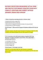 DISTANCE PROTECTION ENGINEERING ACTUAL EXAM &NewLine;AND PRACTICE TESTS NEWEST 2026&sol;2027 EXAM WITH &NewLine;COMPLETE QUESTIONS AND CORRECT DETAILED &NewLine;ANSWERS&vert; BRAND NEW VERSION&excl;