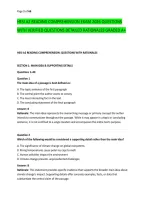 HESI A2 READING COMPREHENSION EXAM 2026 QUESTIONS &NewLine;WITH VERIFIED QUESTIONS DETAILED RATIONALES GRADED A&plus; 