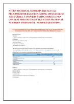 ATI RN MATERNAL NEWBORN 2026 ACTUAL &NewLine;PROCTORED OB EXAM FEATURING 180 QUESTIONS &NewLine;AND CORRECT ANSWERS WITH COMPLETE NGN &NewLine;CONTENT FOR THE EXPECTED ATI RN MATERNAL &NewLine;NEWBORN ASSESSMENT &vert; VERIFIED QUESTIONS 