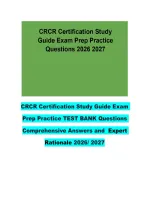 CRCR Certification Study Guide Exam &NewLine;Prep Practice TEST BANK Questions &NewLine;Comprehensive Answers and  Expert &NewLine;Rationale 2026&sol; 2027