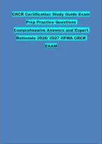 CRCR Certification Study Guide Exam &NewLine;Prep Practice Questions &NewLine;Comprehensive Answers and Expert &NewLine;Rationale 2026&sol; 2027 HFMA CRCR &NewLine;EXAM 