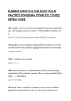 BUSINESS STATISTICS AND ANALYTICS IN&NewLine;PRACTICE BOWERMAN COMPLETE COURSE&NewLine;REVIEW GUIDE&NewLine;