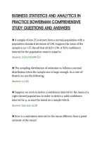 BUSINESS STATISTICS AND ANALYTICS IN&NewLine;PRACTICE BOWERMAN COMPREHENSIVE&NewLine;STUDY QUESTIONS AND ANSWERS&NewLine;