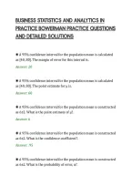 BUSINESS STATISTICS AND ANALYTICS IN&NewLine;PRACTICE BOWERMAN PRACTICE QUESTIONS&NewLine;AND DETAILED SOLUTIONS
