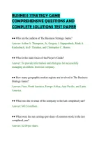 BUSINESS STRATEGY GAME&NewLine;COMPREHENSIVE QUESTIONS AND&NewLine;COMPLETE SOLUTIONS TEST PAPER