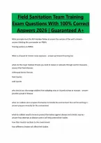 Package Deal for Field Sanitation Team Training Exam Questions with Complete Solutions &vert; Updated 2026 &vert; Graded A&plus;