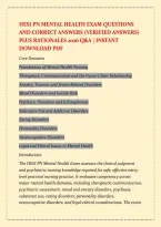 HESI PN MENTAL HEALTH EXAM QUESTIONS &NewLine;AND CORRECT ANSWERS &lpar;VERIFIED ANSWERS&rpar; &NewLine;PLUS RATIONALES 2026 Q&A &vert; INSTANT &NewLine;DOWNLOAD PDF 