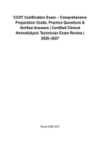 CCHT Certification Exam &vert; Certified Clinical Hemodialysis Technician Practice Questions & Verified Answers &vert; Exam Prep 2026&ndash;2027