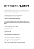 Obstetrics &ndash; 2026 &ndash; Obstetric Nursing &ndash; Practice Questions with Answers