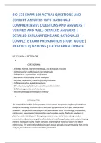 BIO 171 EXAM 100 ACTUAL QUESTIONS AND &NewLine;CORRECT ANSWERS WITH RATIONALE &ndash; &NewLine;COMPREHENSIVE QUESTIONS AND ANSWERS &vert; &NewLine;VERIFIED AND WELL-DETAILED ANSWERS &vert; &NewLine;DETAILED EXPLANATIONS AND RATIONALES &vert; &NewLine;COMPLETE EXAM PREPARATION STUDY GUIDE &vert; &NewLine;PRACTICE QUESTIONS