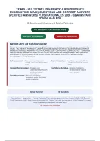 TEXAS - MULTISTATE PHARMACY JURISPRUDENCE&NewLine;EXAMINATION &lpar;MPJE&rpar; QUESTIONS AND CORRECT ANSWERS&NewLine;&lpar;VERIFIED ANSWERS&rpar; PLUS RATIONALES 2026 &sol; Q&A INSTANT&NewLine;DOWNLOAD PDF