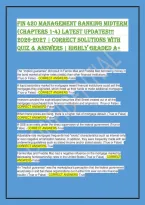 FIN 420 Management Banking Midterm Ch 1-4 &vert; Q&A Study Guide