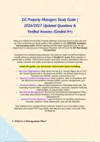 DC Property Managers Study Guide &vert; 2026&sol;2027 Updated Questions & Verified Answers &lpar;Graded A&plus;&rpar;&NewLine;