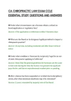 CA CHIROPRACTIC LAW EXAM CCLE&NewLine;ESSENTIAL STUDY QUESTIONS AND ANSWERS&NewLine;