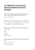 CA CHIROPRACTIC LAW EXAM CCLE&NewLine;PRACTICE QUESTIONS AND DETAILED&NewLine;SOLUTIONS