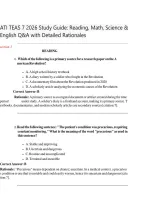 ATI TEAS 7 2026 Study Guide&colon; Reading&comma; Math&comma; Science & English Q&A with Detailed Rationales