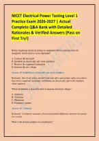 NICET Electrical Power Testing Level 1 Practice Exam 2026-2027 &vert; Actual Complete Q&A Bank with Detailed Rationales & Verified Answers &lpar;Pass on First Try&excl;&rpar;