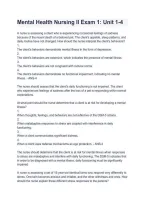 Mental Health Nursing II Exam 1 &vert; Units 1&ndash;4 &vert; Questions & Answers &vert; Study Guide & Exam Review 2026&sol;2027